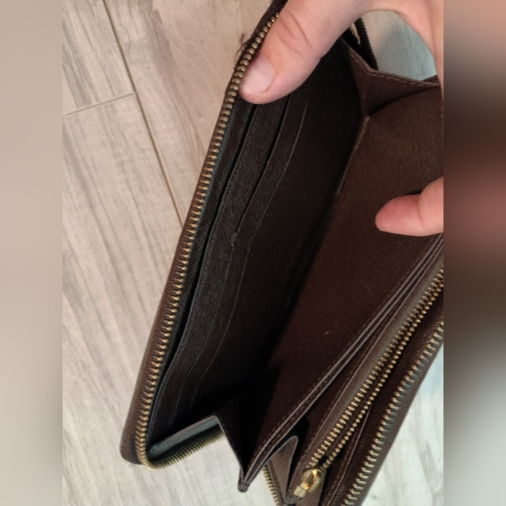 Louis Vuitton Damier Ebene Zippy Zip Around Long Wallet Brown Check Print - Picture 11 of 14